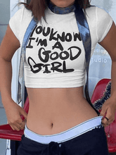 Crop Top mit kontrastierendem Slogan-Print
